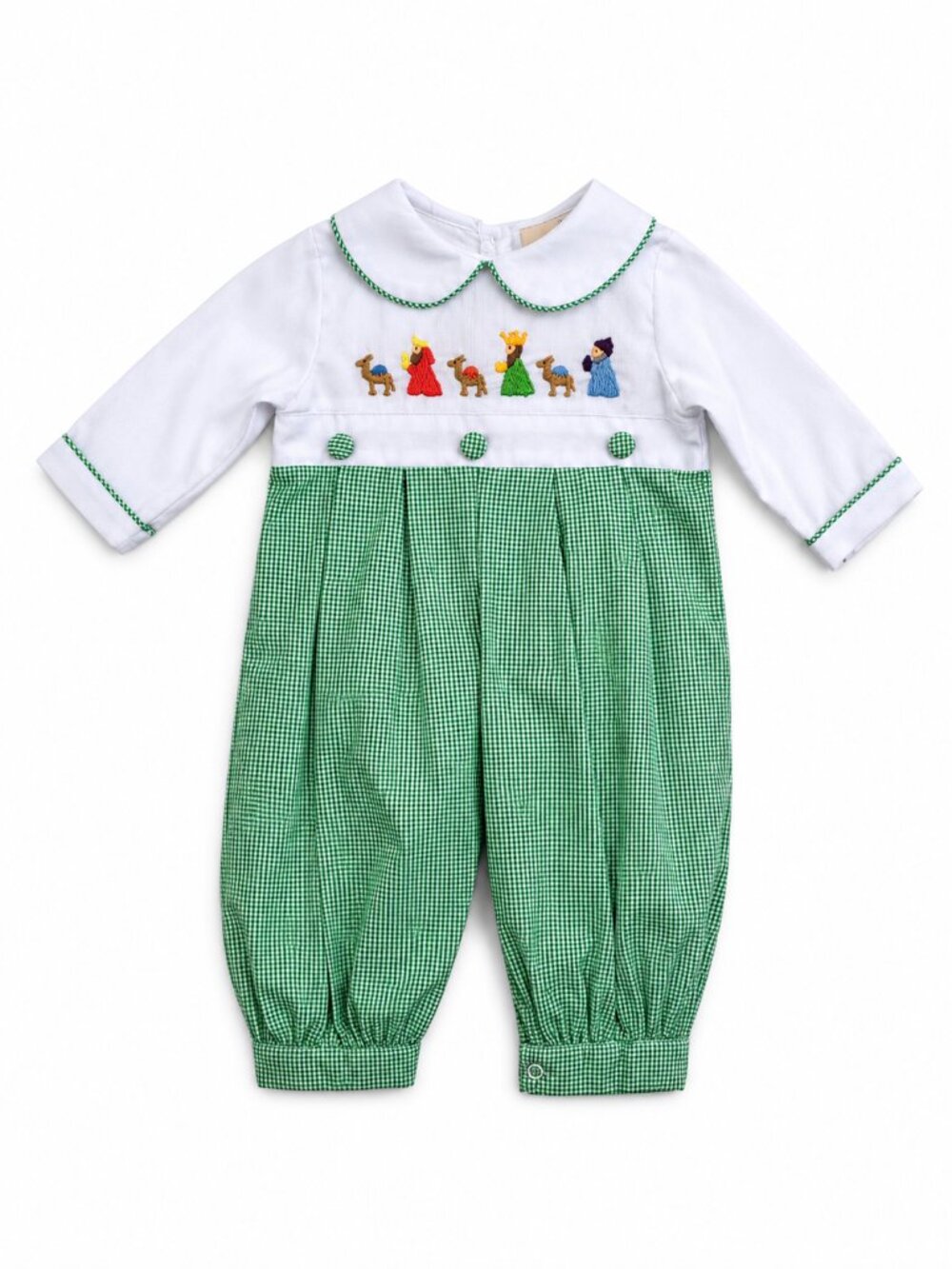 Smockingbird Smocked Nativity Longall Romper Baby Boy 3M NWT Christmas Gingham